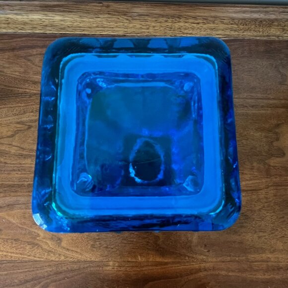 Pier 1 Blue Bubble Glass Tall Kitchen Canister Storage Container Hobnail Retro - Picture 7 of 9